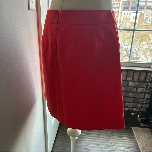 LOFT Coral Red Structured Mini Skirt with Pockets | Size 4 | Workwear - Picture 3 of 4